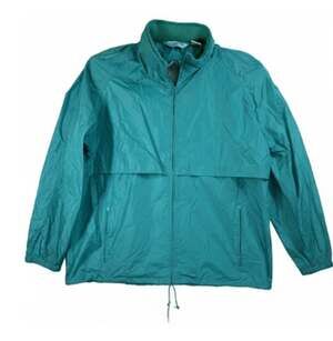 Woolrich Teton Mens XL Hooded Jacket Windbreaker Green Packable Hiking 4120